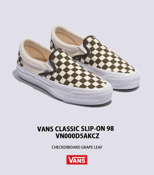 VANS バンズ スニーカー CLASSIC SLIP-ON 98 CHECKERBOARD GRAPE LEAF VN000D5AKCZ クラシック スリッポン 98