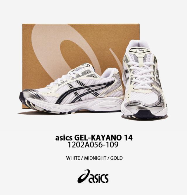 asics アシックス スニーカー GEL-KAYANO 14 1202A056-109 WHITE MIDNIGHT SILVER ゲルカヤノ シューズ ランニングシューズ メッシュ