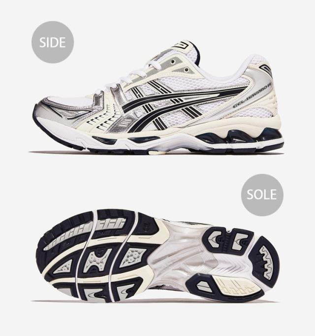 asics アシックス スニーカー GEL-KAYANO 14 1202A056-109 WHITE MIDNIGHT SILVER ゲルカヤノ シューズ ランニングシューズ メッシュ