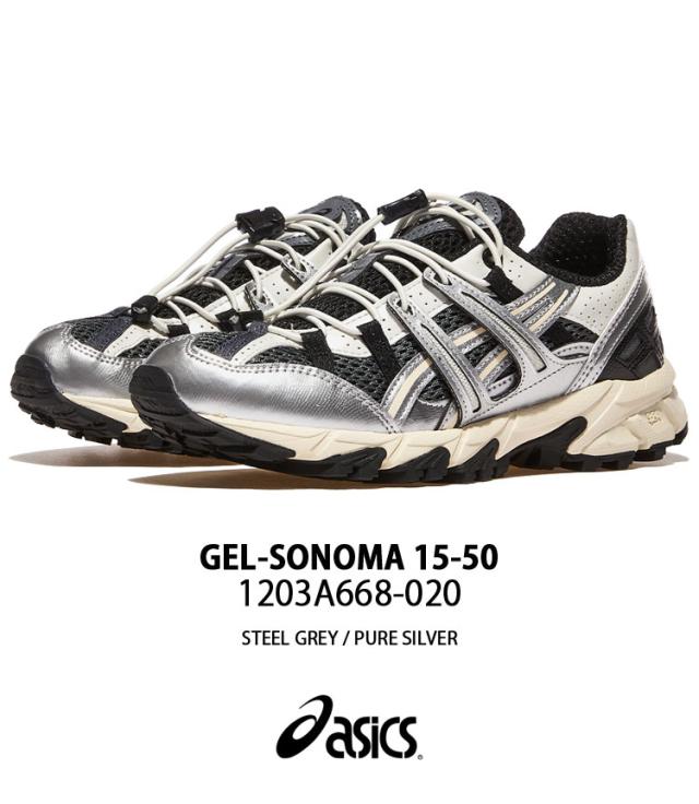 ASICS アシックス スニーカー GEL-SONOMA 15-50 1203A668-020 STEEL GREY PURE SILVER ゲルソノマ 15-50 スチールグレー ピュアシルバー メッシュ メンズ レディース_1