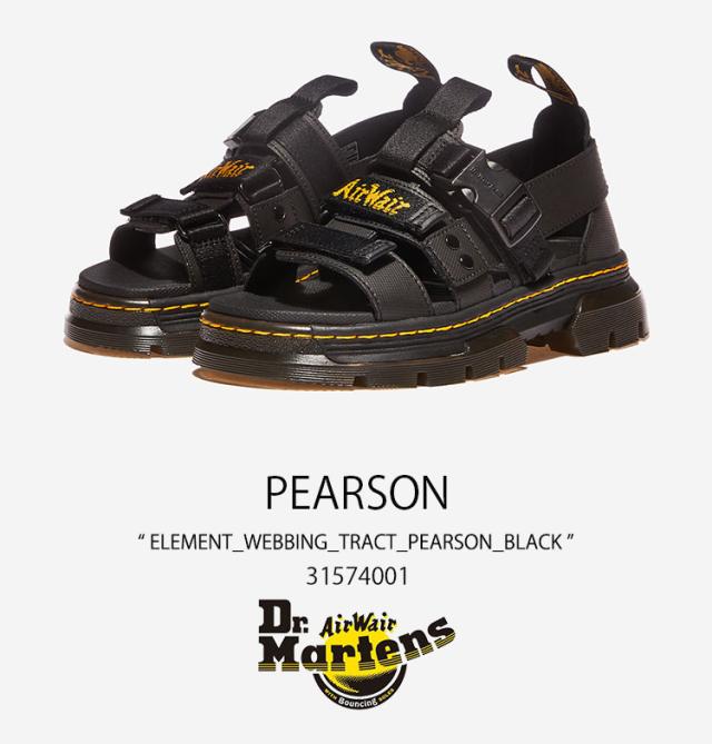Dr.Martens ドクターマーチン サンダル ストラップサンダル PEARSON ELEMENT WEBBING TRACT BLACK 31574001 ペアソン ブラック レザーサンダル ラバーソール_1