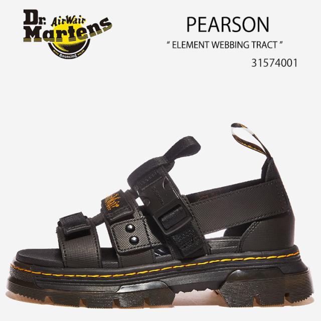 Dr.Martens ドクターマーチン サンダル ストラップサンダル PEARSON ELEMENT WEBBING TRACT BLACK 31574001 ペアソン ブラック レザーサンダル ラバーソール