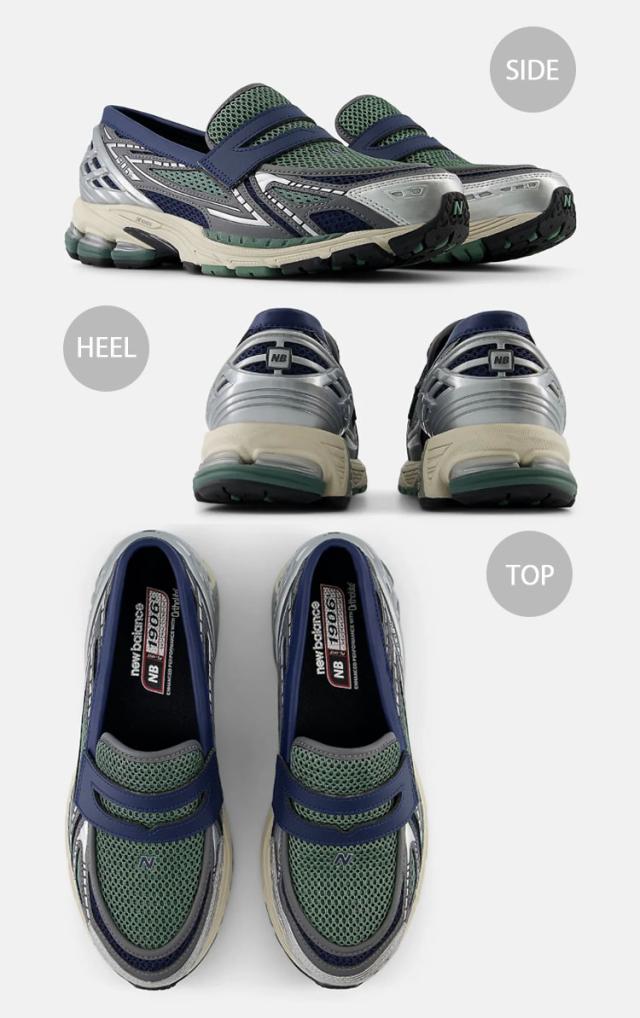 New Balance ニューバランス ローファー U1906LOA シューズ LOAFER U1906 LOA SILVER NAVY GREEN コインローファー シルバー グリーン_2