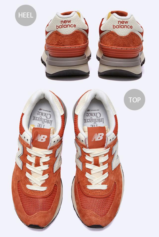 New Balance ニューバランス スニーカー U574LGRO シューズ NewBalance574 オレンジ ロゴ スエード メッシュ メンズ レディース_3