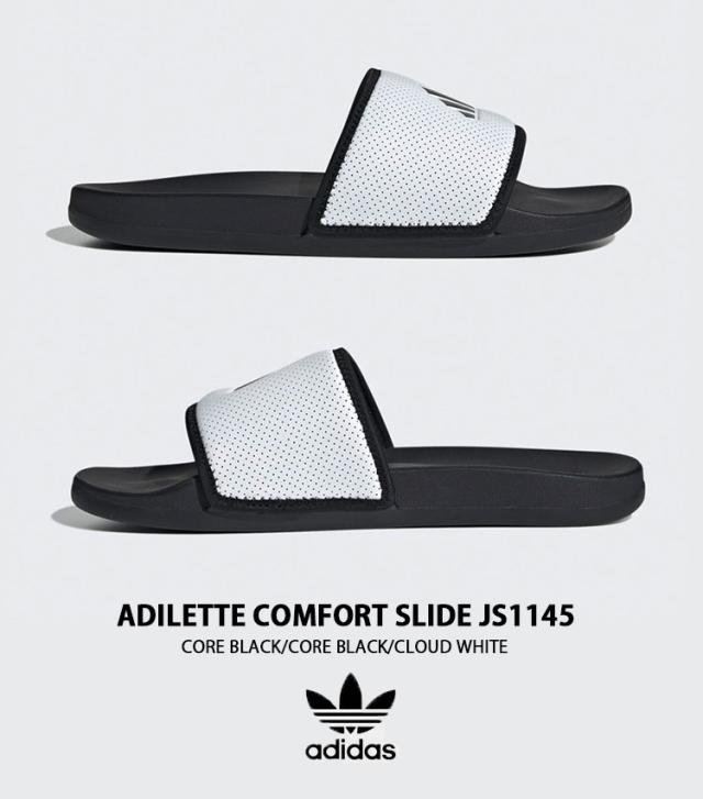 adidas アディダス サンダル ADILETTE COMFORT SLIDE CORE BLACK CLOUD WHITE JS1145 アディレッタ コンフォート スライド_1