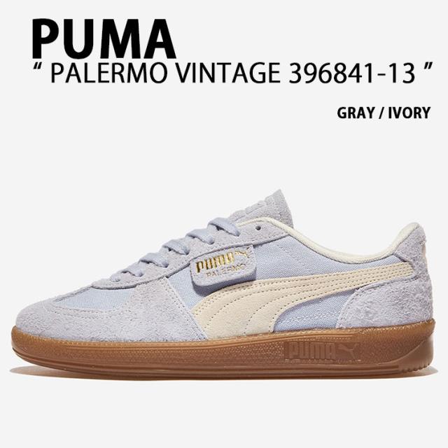 PUMA プーマ スニーカー PALERMO VINTAGE 396841-13 シューズ パレルモ ビンテージ グレー アイボリー 本革 メンズ レディース