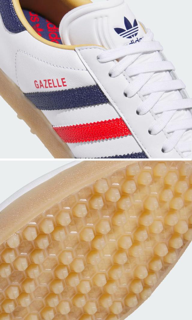 adidas Originals アディダス スニーカー GAZELLE SPIKELESS GOLF SHOES JP7705 WHITE BLUE RED ガゼル スパイクレス ゴルフシューズ ホワイト ブルー レッド メンズ レディース_4
