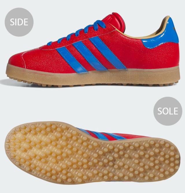 adidas Originals アディダス スニーカー GAZELLE LUX SPIKELESS GOLF SHOES JQ7720 SCARLET BLUE GRM ガゼル ラックス スパイクレス ゴルフシューズ スカーレット ブルー ガム メンズ レディース 男性用 女性用