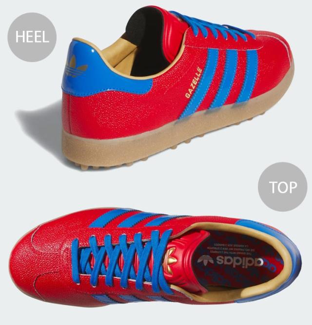 adidas Originals アディダス スニーカー GAZELLE LUX SPIKELESS GOLF SHOES JQ7720 SCARLET BLUE GRM ガゼル ラックス スパイクレス ゴルフシューズ スカーレット ブルー ガム メンズ レディース 男性用 女性用