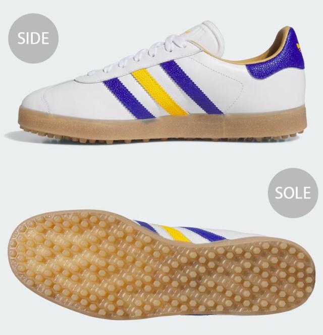 adidas Originals アディダス スニーカー GAZELLE SPIKELESS GOLF SHOES JR6700 WHITE BLUE YELLOW ガゼル スパイクレス ゴルフシューズ ホワイト ブルー イエロー メンズ レディース_2