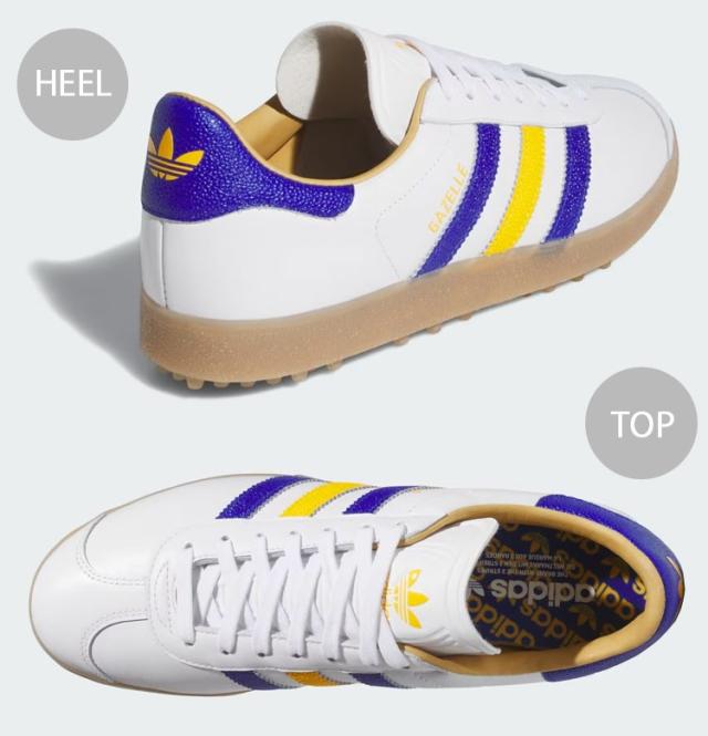 adidas Originals アディダス スニーカー GAZELLE SPIKELESS GOLF SHOES JR6700 WHITE BLUE YELLOW ガゼル スパイクレス ゴルフシューズ ホワイト ブルー イエロー メンズ レディース_3