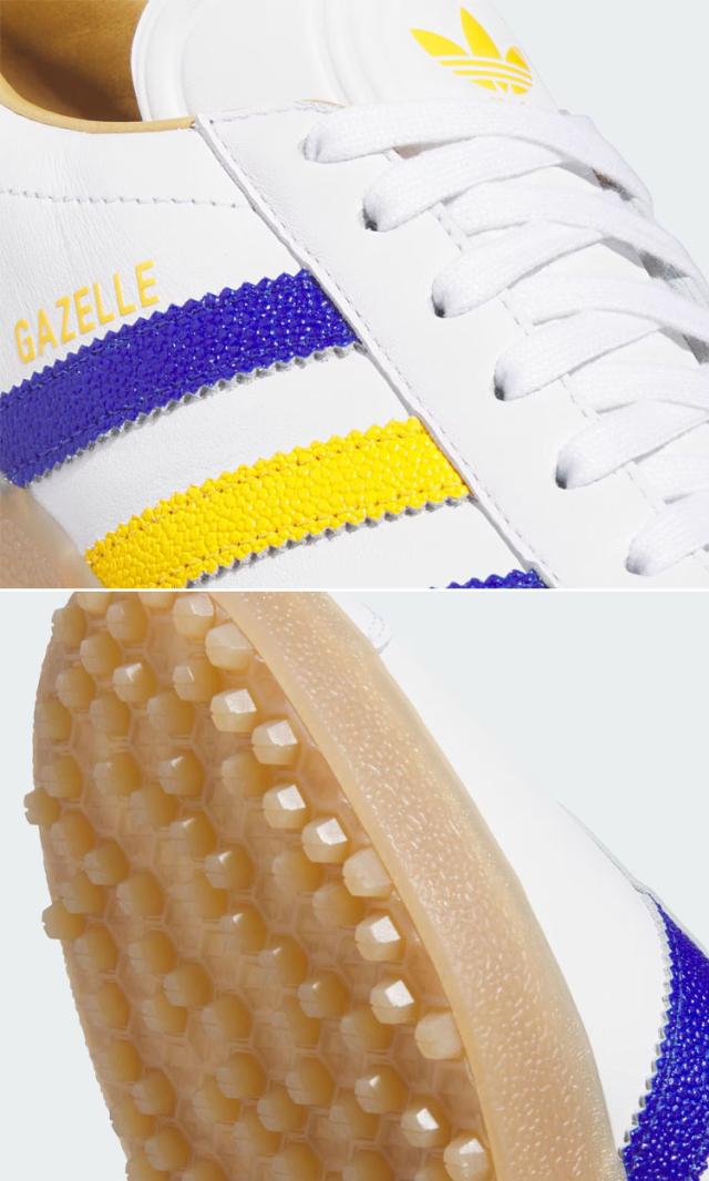 adidas Originals アディダス スニーカー GAZELLE SPIKELESS GOLF SHOES JR6700 WHITE BLUE YELLOW ガゼル スパイクレス ゴルフシューズ ホワイト ブルー イエロー メンズ レディース_4