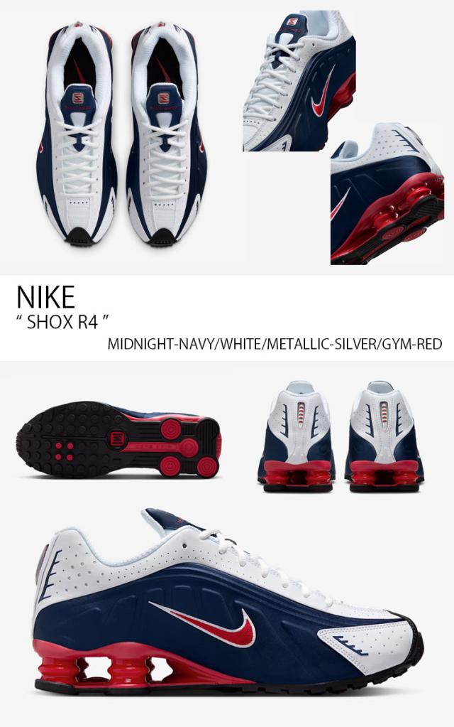 NIKE ナイキ スニーカー SHOX R4 ショックス HQ1988-400 ローカット ネイビー ホワイト シルバー レッド メンズ レディース_2