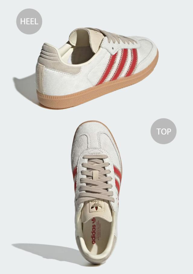 adidas originals アディダス スニーカー SAMBA OG JS3935 BEIGE RED シューズ サンバOG ベージュ レッド Tトゥ メンズ レディース_3