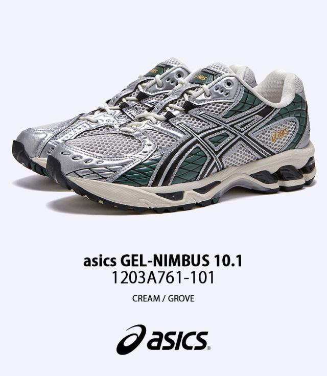 asics アシックス スニーカー GEL-NIMBUS 10.1 CREAM GREEN 1203A761-101 シューズ ゲルニンバス10.1 ランニングシューズ メッシュ