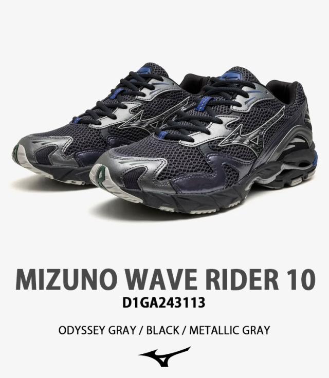 Mizuno ミズノ スニーカー WAVE RIDER 10 シューズ ウェーブライダー10 ランニングシューズ BLACK GRAY メンズ レディース D1GA243113_1