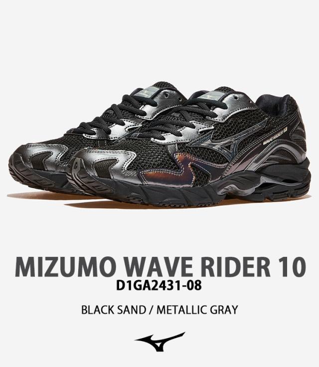 Mizuno ミズノ スニーカー WAVE RIDER 10 シューズ ウェーブライダー10 ジョギングスニーカー BLACK GRAY メンズ レディース D1GA2431-08_1