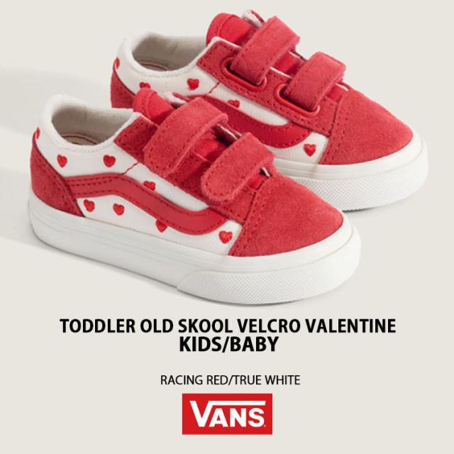 VANS バンズ キッズ スニーカー TODDLER OLD SKOOL VELCRO VALENTINE RACING RED TRUE WHITE VN000CTGJV6 トドラー オールドスクール ベルクロ バレンタイン レーシング レッド トゥルー ホワイト キッズ用 子供用 べービー用_1