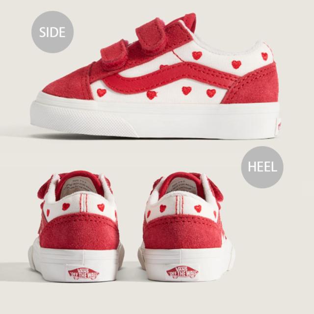 VANS バンズ キッズ スニーカー TODDLER OLD SKOOL VELCRO VALENTINE RACING RED TRUE WHITE VN000CTGJV6 トドラー オールドスクール ベルクロ バレンタイン レーシング レッド トゥルー ホワイト キッズ用 子供用 べービー用_2