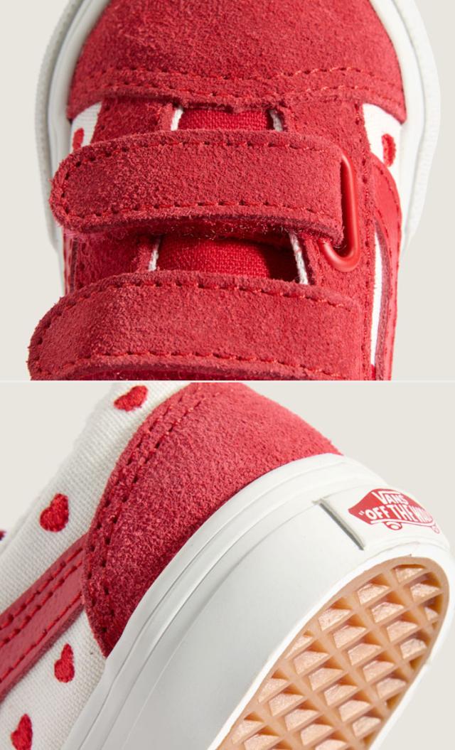 VANS バンズ キッズ スニーカー TODDLER OLD SKOOL VELCRO VALENTINE RACING RED TRUE WHITE VN000CTGJV6 トドラー オールドスクール ベルクロ バレンタイン レーシング レッド トゥルー ホワイト キッズ用 子供用 べービー用_4