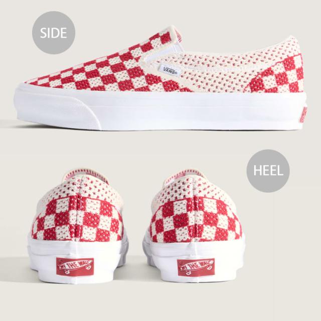Vans レッド・ホワイトチェック スリッポン VANS VAULT OG CLASSIC 