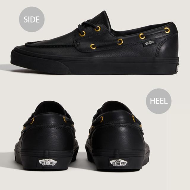 VANS バンズ スニーカー 2-EYELET BOAT SHOE LEATHER BLACK VN000Z11CJK ツーアイレット ボートシュー レザー ブラック 男性用 女性用