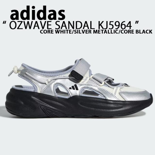 adidas originals アディダス スニーカーサンダル シューズ OZWAVE SANDAL WHITE METALLIC BLACK KJ5964 オズウェーブ サンダル ホワイト メタリック ブラック 通気性 ストラップ スポーツサンダル アウトドア キャンプ メンズ レディース 男性用 女性用
