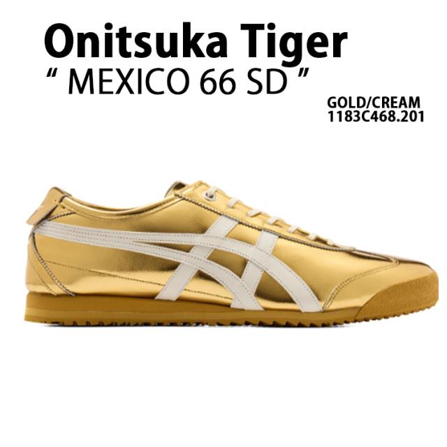 Onitsuka Tiger オニツカタイガー スニーカー MEXICO 66 SD GOLD　CREAM 1183C468.201 シューズ メキシコ ゴールド ホワイト シンプル メタリック レザー 本革スニーカー メンズ ウィメンズ