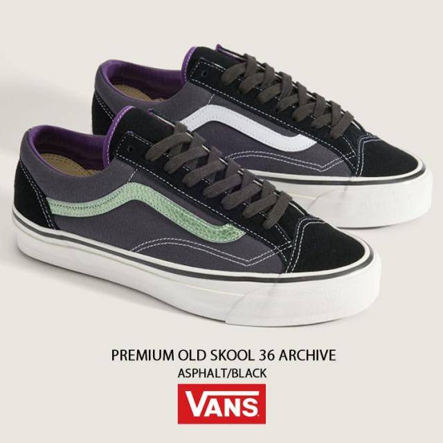 VANS バンズ シューズ PREMIUM OLD SKOOL 36 ARCHIVE ASPHALT BLACK VN000D9RO79 プレミアム オールドスクール 36 アーカイブ アスファルト ブラック 男性用 女性用_1