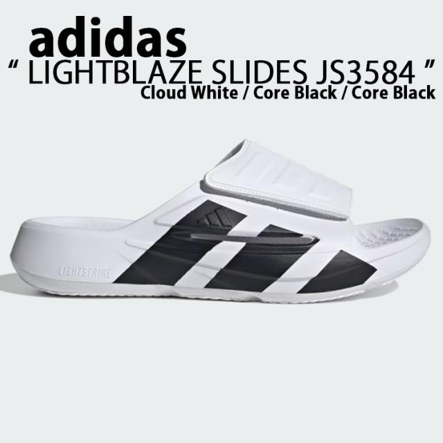 adidas originals アディダス サンダル LIGHTBLAZE SLIDES WHITE BLACK JS3584 ライトブレイズ スライド ホワイト ブラック 白 黒 レギュラーフィット アウトドア キャンプ プール スリッポン メンズ レディース 男性用 女性用