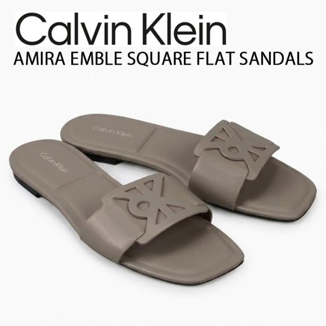 Calvin Klein カルバンクライン サンダル フラットサンダル AMIRA EMBLE SQUARE FLAT SANDALS BEIGE CK アミラ エンブレ スクエア フラット サンダル ベージュ HW03128PBO 21,110円