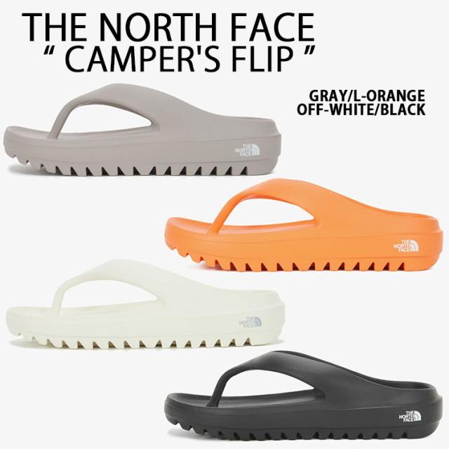 THE NORTH FACE 北の方人間の顔 サンダル シャワーサンダル CAMPER’s FLIP サンダル BLACK WHITE ORANGE GRAY フリップサンダル