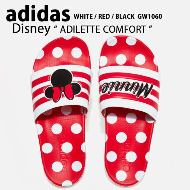 adidas アディダス サンダル スリッパ ディズニー ミニー ADILETTE COMFORT Minnie WHITE RED GW1060