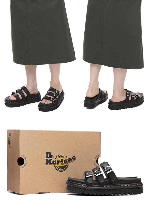 Dr.Martens ドクターマーチン サンダル コンフォートサンダル 厚底サンダル BLAIRE HYDRO SLIPPER スリッパ サイズ調整 軽量 レザーサンダル ラバーソール  25456001 レディース 女性用 Dr.Martens ドクターマーチン サンダル コンフォートサンダル 厚底