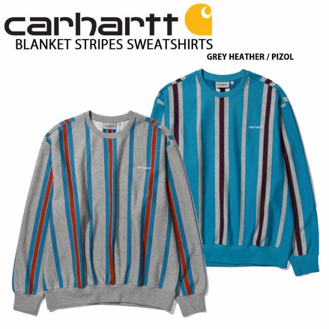 CARHARTT カーハート スウェット BLANKET STRIPES SWEATSHIRT ブランケット ストライプ スウェットシャツ トレーナー ルーズフィット ワイドフィット ブラック グレー ブルー メンズ レディース CA21FWSWCRの通販は