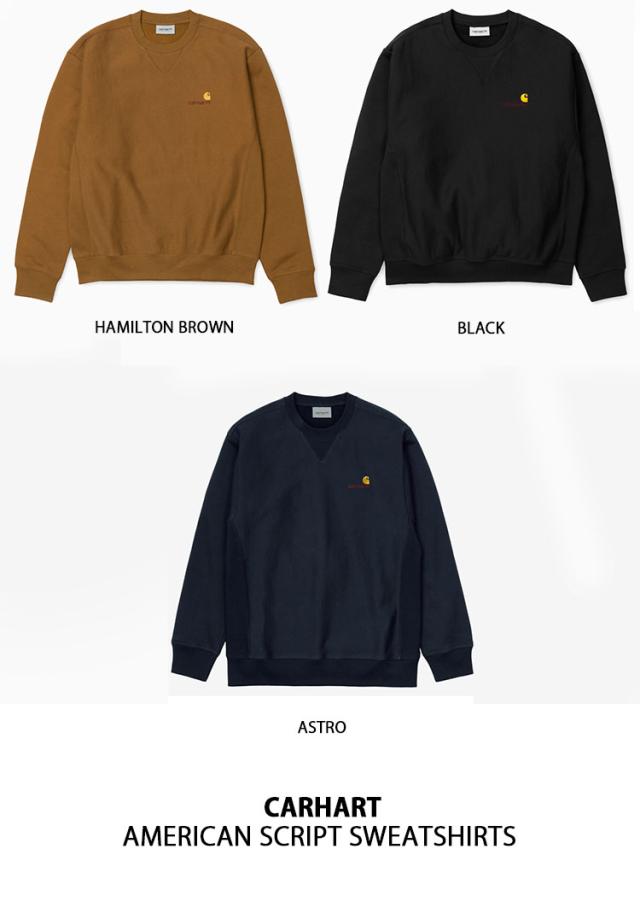CARHARTT カーハート スウェット AMERICAN SCRIPT SWEATSHIRT アメリカン スクリプト スウェットシャツ トレーナー ルーズフィット ワイドフィット ブラック ブラウン ネイビー メンズ レディース CA22SSSWCR_1