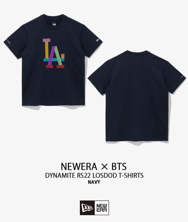 NEW ERA ニューエラ BTS コラボ DYNAMITE RS22 LOSDOD NAVY ダイナマイト ロサンゼルスロジャース ショートスリーブ 半袖 カットソー クルーネック ネイビー メンズ レディース 男性用 女性用 男女共用 13276912_1