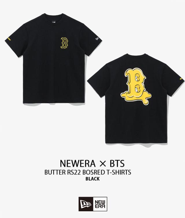 NEW ERA ニューエラ BTS コラボ BUTTER RS22 BOSRED BLACK YELLOW バター ボストンレッドソックス ショートスリーブ 半袖 カットソー クルーネック ブラック イエロー メンズ レディース 男性用 女性用 男女共用 13277226BUTTER_1