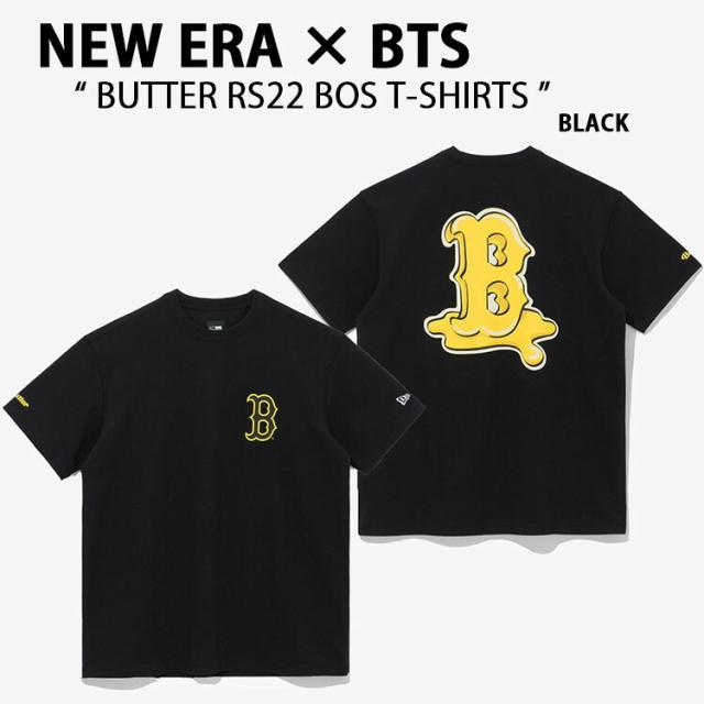 NEW ERA ニューエラ BTS コラボ BUTTER RS22 BOSRED BLACK YELLOW バター ボストンレッドソックス ショートスリーブ 半袖 カットソー クルーネック ブラック イエロー メンズ レディース 男性用 女性用 男女共用 13277226BUTTER