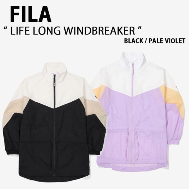 FILA フィラ ジャケット LIFE LONG WINDBREAKER FS2JKF1152F ライフ ロング ウインドブレーカー カジュアル ジャケット ブラック バイオレット ロゴ ストリート レディース
