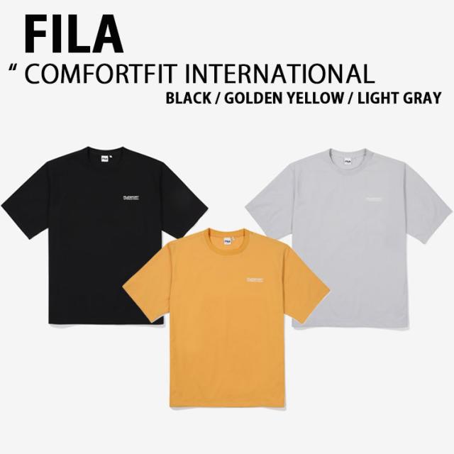 FILA フィラ Tシャツ COMFORTFIT INTERNATIONAL WOVEN FS2RSF2133X コンフォートフィット インターナショナル ウーブン 半袖 カジュアル ブラック イエロー グレー ロゴ ストリート メンズ レディースの通販は