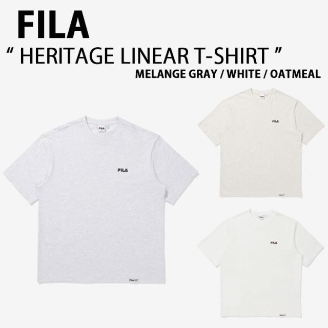 FILA フィラ Tシャツ HERITAGE LINEAR T-SHIRT FE2RSE5108X ヘリテージ リニア T-シャツ メランジグレー ホワイト オートミール  ロゴ 半袖 ショートスリーブ ストリート メンズ レディース 男性用 女性用 の通販は