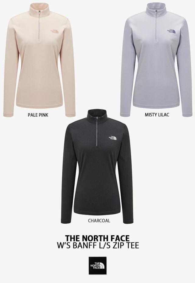 THE NORTH FACE ノースフェイス レディース スポーツウェア BANFF L/S ZIP TEE ハーフジップ CHARCOAL PINK LILAC ジップアップ NT7LP50A/C/E