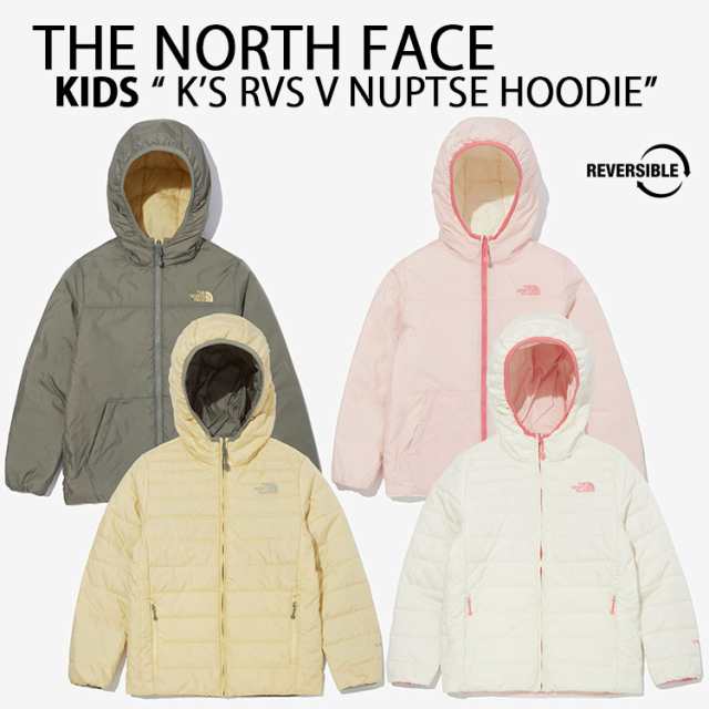 THE NORTH FACE ノースフェイス キッズ コート K’S RVS V NUPTSE HOODIE リバーシブルコート ボアフリース YELLOW CREAM NJ3NN32S/T