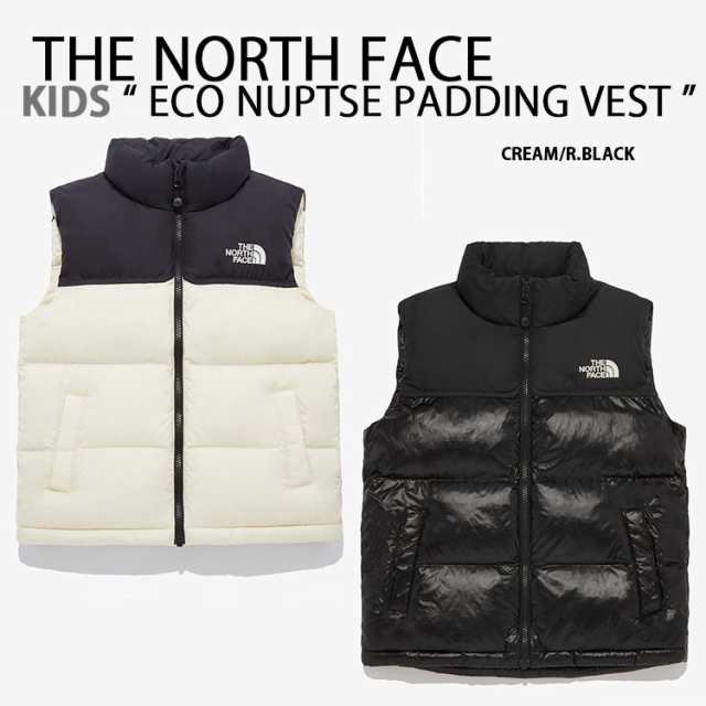 THE NORTH FACE ノースフェイス キッズ ダウンベスト K’S ECO NUPTSE PADDING VEST ダウンスタイル パディングベスト WHITE BLACK NV3NQ