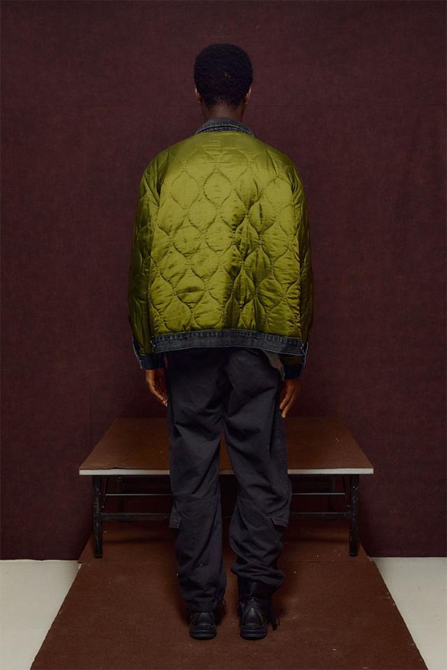 orleans キルティングジャケット orleans re work quilted black denim jacket ミリタリージャケット デニム 再構築ウェア リメイク_2
