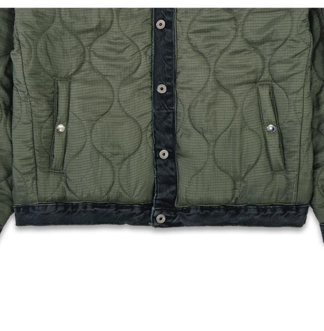 orleans キルティングジャケット orleans re work quilted black denim jacket ミリタリージャケット デニム 再構築ウェア リメイク_5