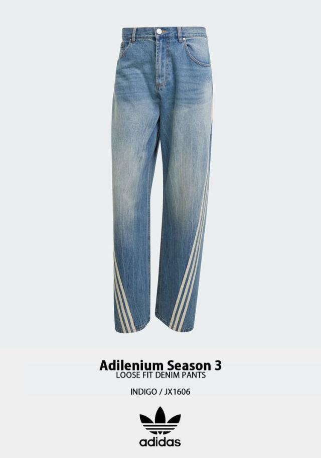 adidas Originals アディダス デニムパンツ ADILENIUM SEASON 3 ルーズフィット INDIGO JX1606 BLUE JY6292 BLACK JY6291 3ストライプ_2