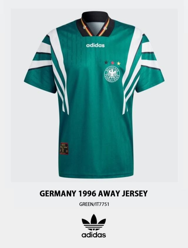 adidas originals アディダス半袖ジャージ Tシャツ GERMANY 1996 AWAYJERJEY IT7751 GREEN ドイツ代表 アウェイチームジャージ_1