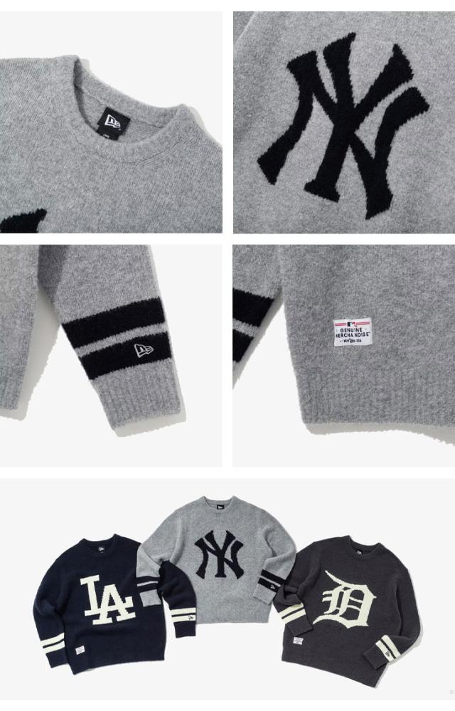 NEWERA ニューエラ セーター AP MLB APPLIQUE LOGO SW33 NEYYAN ヤンキース GREY ニット メンズ レディース 13781164_2